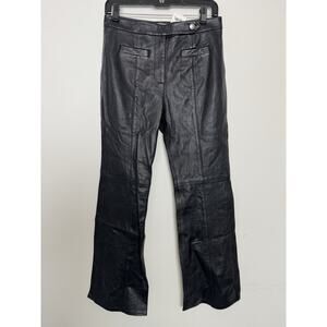 Coach Lamb Leather Pants Women’s 2 XS Flare Trousers In Black NEW